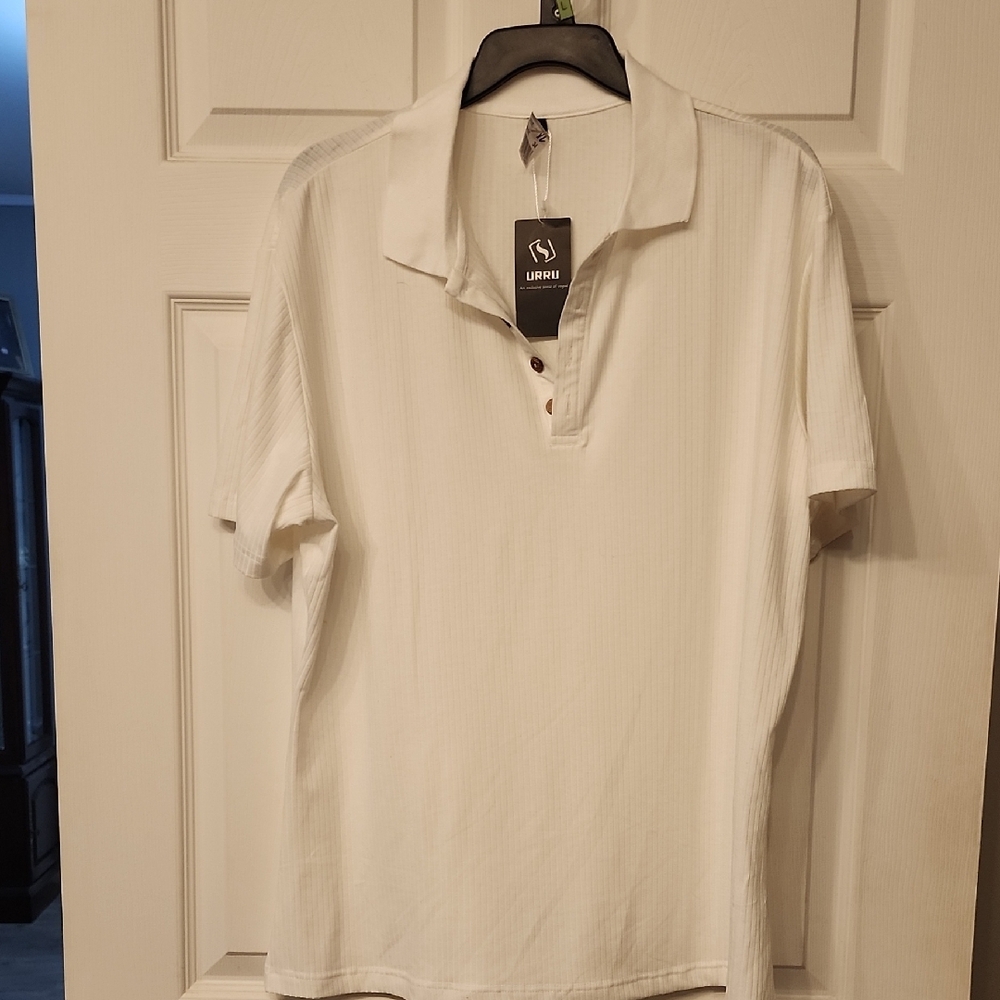 Men's Classic White Polo Shirt with Short Sleeves